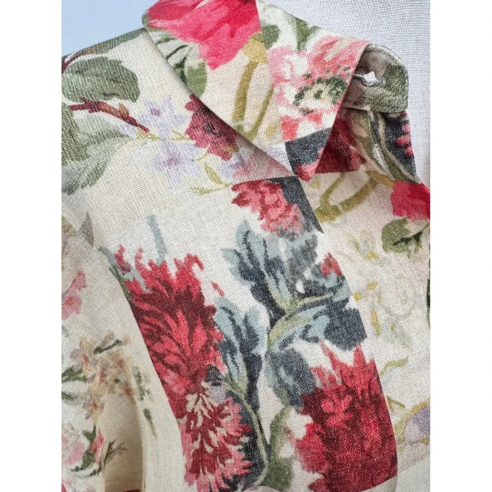 Sezane Short Ruby Romper Women Size 14 Maxi Fleurs Patchwork Floral Belted